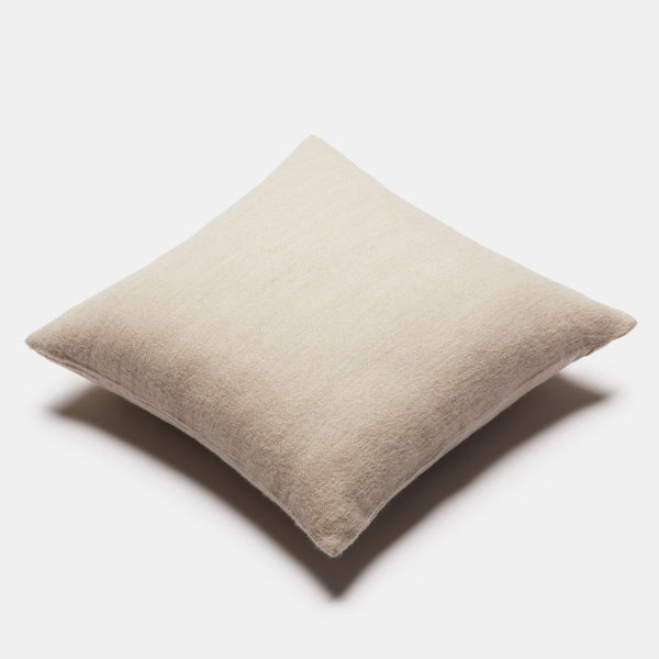 Alpaca Wool Herringbone Throw Pillow- White/Beige