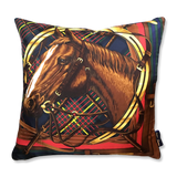 Vintage Ralph Lauren Tartan Equestrian Silk Scarf Pillow