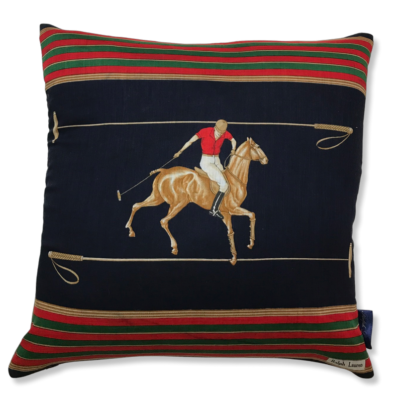 Vintage Ralph Lauren Polo Player Silk Scarf Pillow
