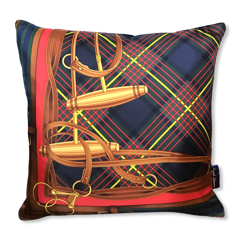 Vintage Ralph Lauren Tartan Mallet Silk Scarf Pillow