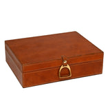 Chestnut Leather Box with Brass Stirrup Buckle