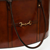 Mahogany Bay Leather Basket with Straps- Large