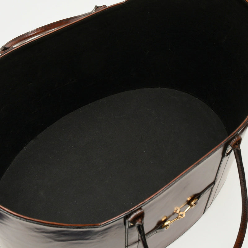 Mahogany Bay Leather Basket with Straps- Large