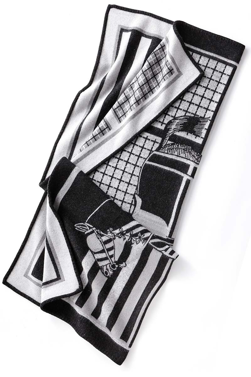 Equestrian Palio Throw Blanket- Black/White