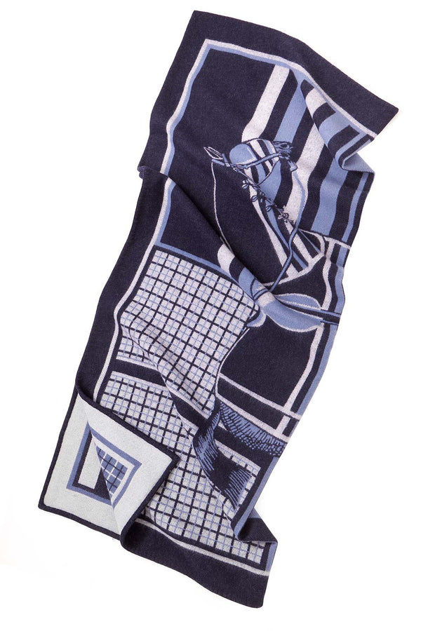 Equestrian Palio Throw Blanket- Navy
