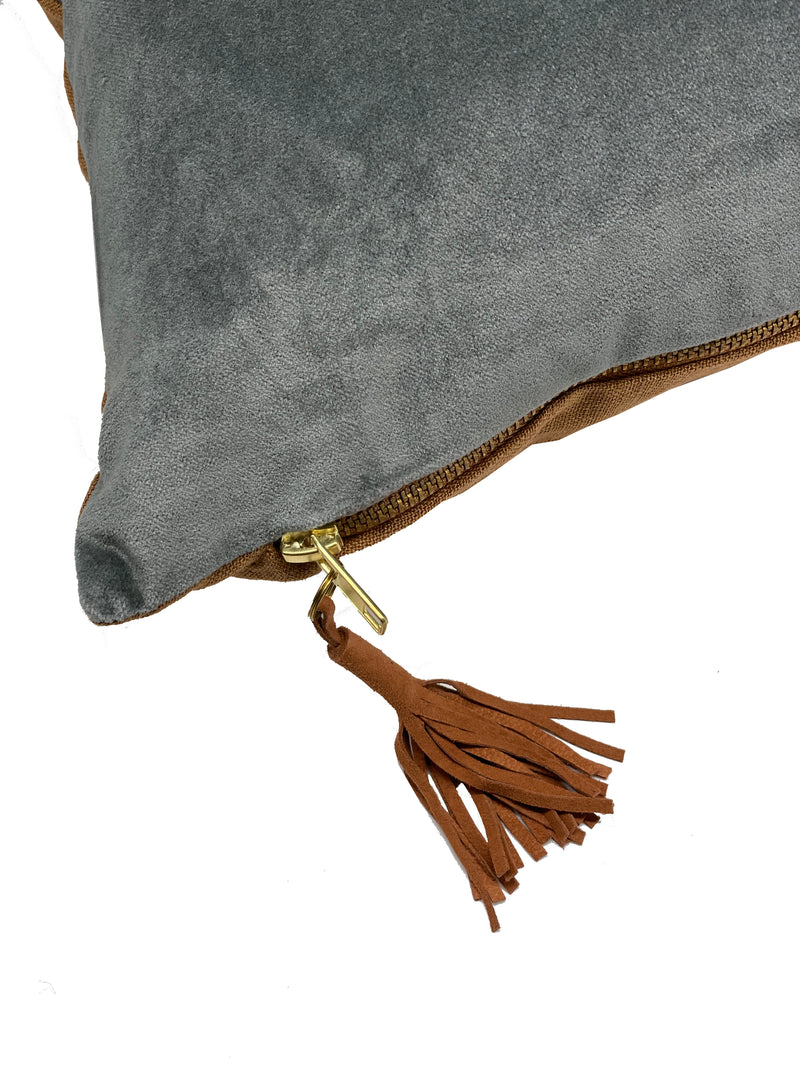 Denim + Tan Lumbar Pillow