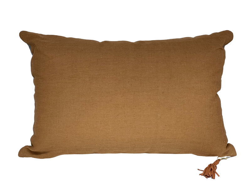 Denim + Tan Lumbar Pillow