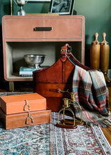 Chestnut Leather Box with Brass Stirrup Buckle