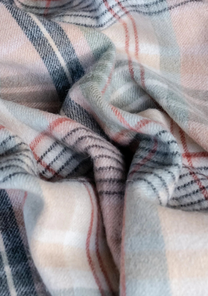 Lambswool Blanket in Seagrass Cottage Check