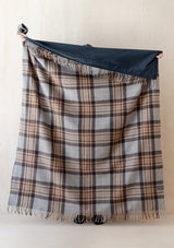 Recycled Wool Waterproof Picnic Blanket in Mackellar Tartan with Brown Leather Strap