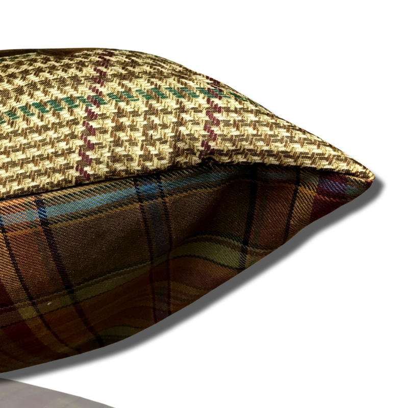 Vintage Ralph Lauren Prince of Wales Horn Down Silk Scarf Pillow