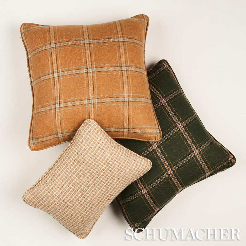 Schumacher Hudson Wool Check Pillow in Camel