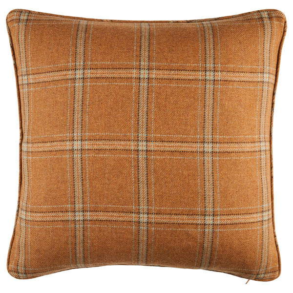 Schumacher Blackburn Merino Plaid Pillow in Camel