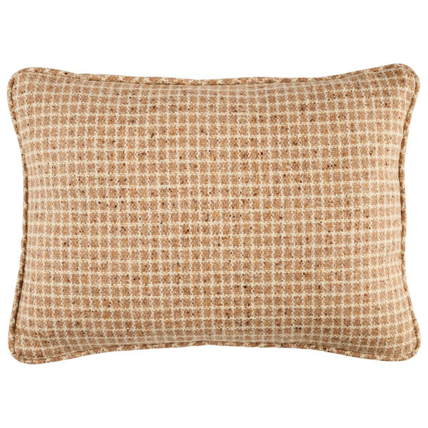 Schumacher Hudson Wool Check Pillow in Camel