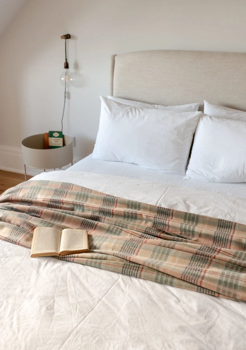 Lambswool Blanket in Seagrass Cottage Check