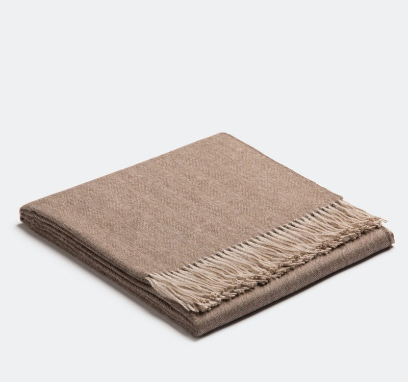 Herringbone Alpaca Blanket, Brown/Beige