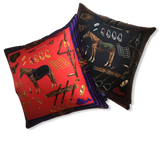 Vintage Ralph Lauren Equestrian Red Vintage Silk Scarf Pillow Cover 20"