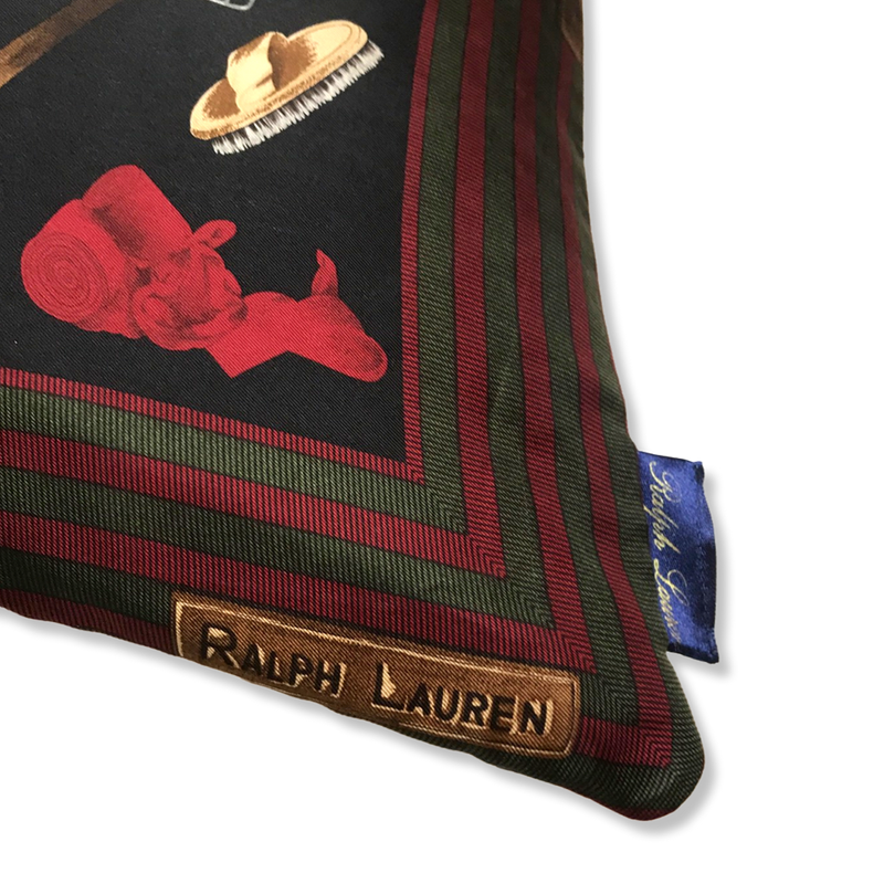 Vintage Ralph Lauren Equestrian Navy Vintage Silk Scarf Pillow Cover 2 –  Modern Equestrian Shop