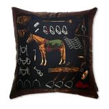 Vintage Ralph Lauren Equestrian Navy Vintage Silk Scarf Pillow Cover 20"